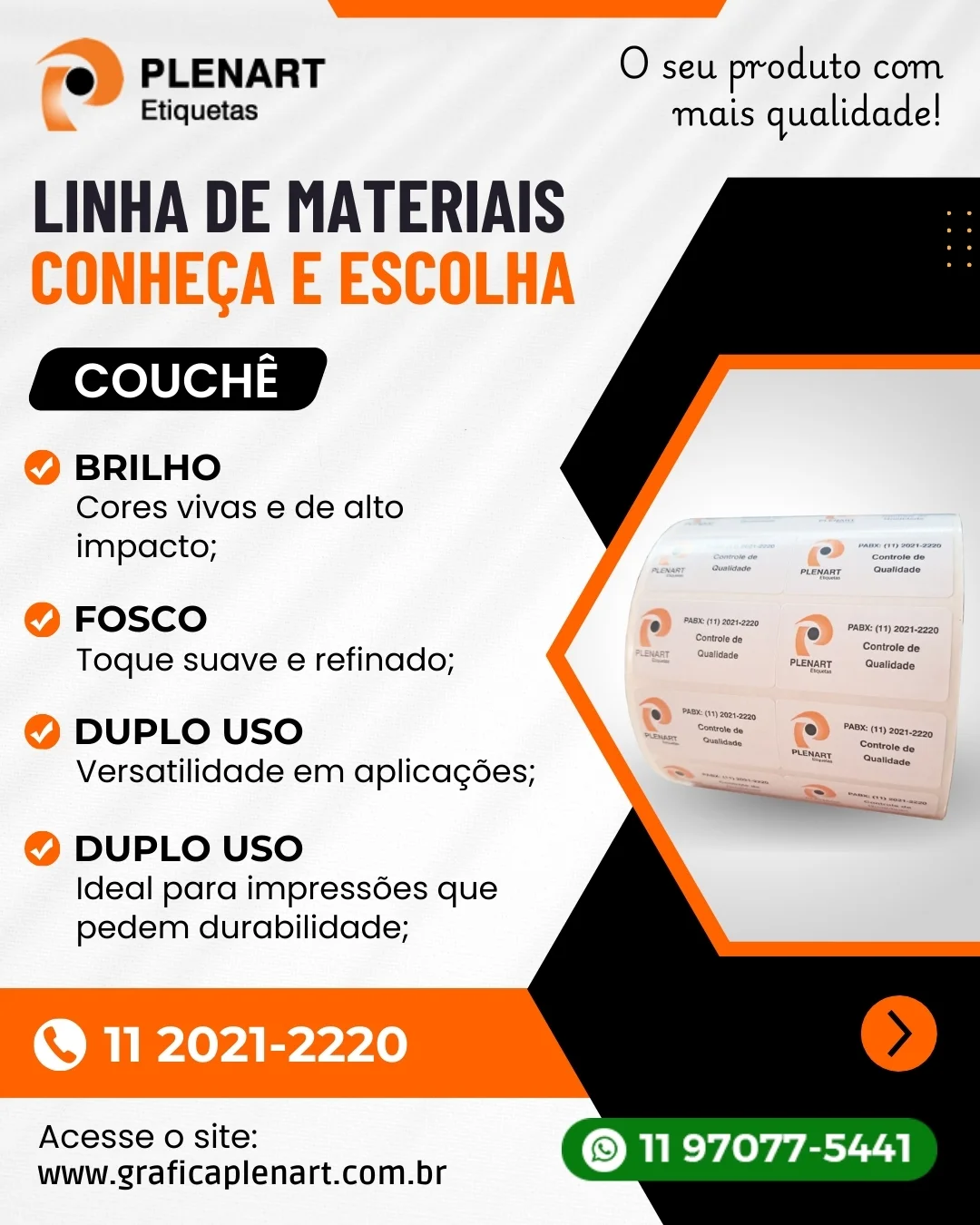 Linha de materiais Couchê para etiquetas