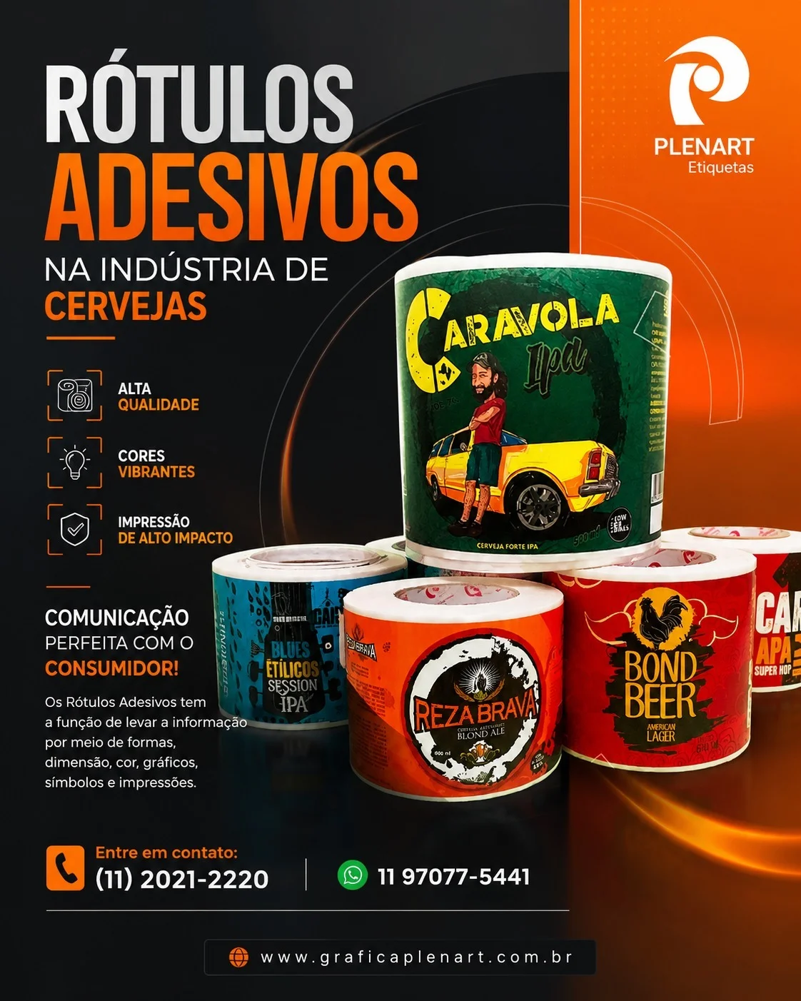 Rótulos adesivos na indústria de cervejas — rolos de rótulos Plenart