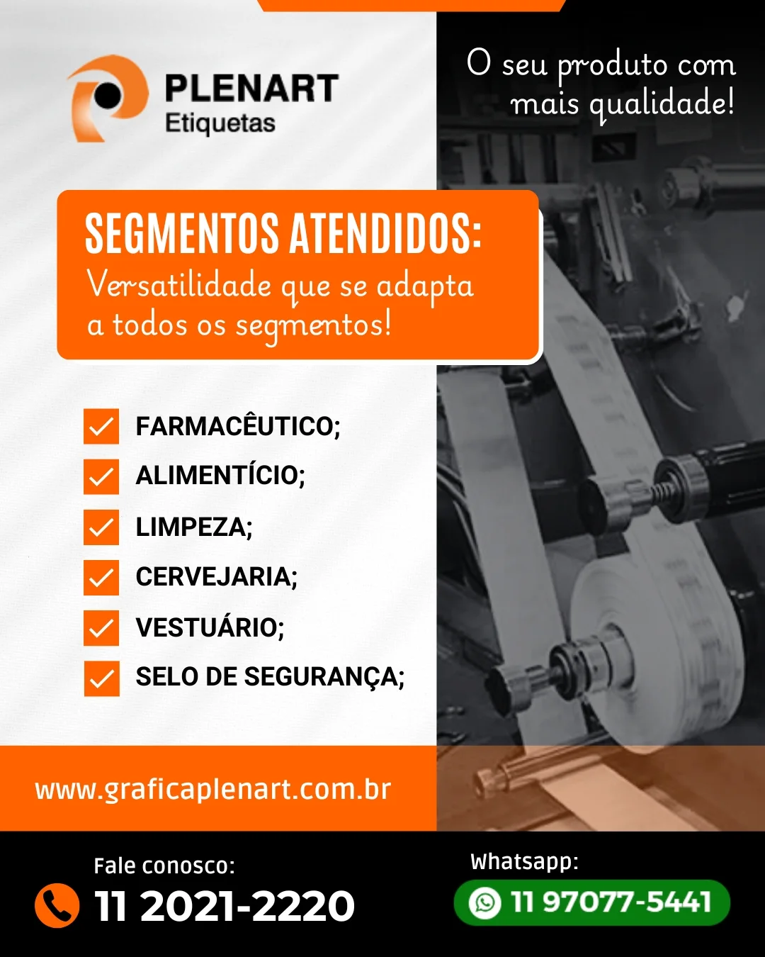 Segmentos atendidos pela Plenart Etiquetas